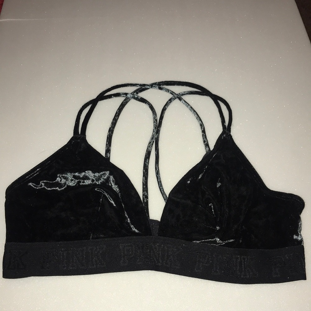 Velvet bralette with cross back.